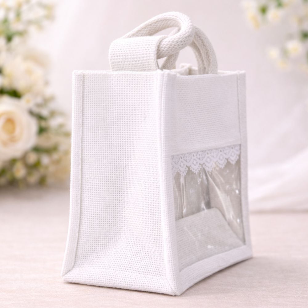 Jute Bag With Transparent Window Eco Friendly Handcrafted